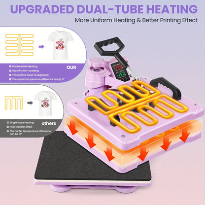 Heat Press Multifunctional Tshirt Press Machine 15"x12" Digital Industrial Heat Transfer Machine, Swing Away Sublimation Heat Press Machine For T Shirts/Mug/Cap/Plate/DIY