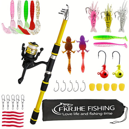 1-Piece Spinning Fishing Rod and Reel Combo - 70.87inch Telescopic Saltwater-Freshwater Heavy-Drag System (11.02LB), 5.2:1 Gear Ratio & 3BB Bearing Reel, Medium- Power Fishing Rod with Full Accessories Kit for Surf, Pike, Tro