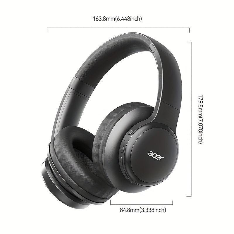 [Hi-Fi Acer Headphones] Acer OHR559 Over-Ear Headphones | Hi-Fi Heavy Bass, 60h Ultra-Long Battery Life, Wireless & Wired Dual Mode, Low-Latency Gaming, Extra-Large Diaphragm, Comfortable Fit