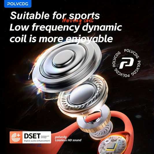 POLVCDG Audio new upgrade sound sense 2.0 X16 wireless bone conduction headset, professional sweat and, clear talk with microphone, magnetic charging port long life, large memory wireless/MP3 dual-mode one-click switch, suita