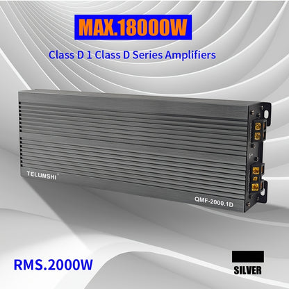Bemines 2000.1 - High Power Car Amplifier - RMS 2000W Class D - Single-Channel Compact Audio Amp with HIFI Sound, Full Aluminum Alloy Chassis & Heat Sink Cooling - Suitable for Car Audio Upgrade
