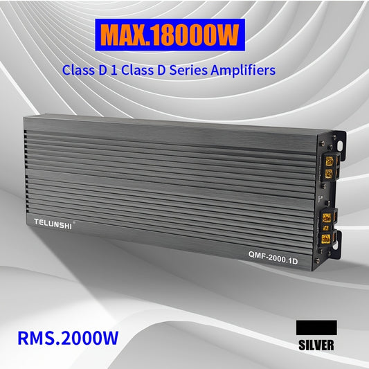 Bemines 2000.1 - High Power Car Amplifier - RMS 2000W Class D - Single-Channel Compact Audio Amp with HIFI Sound, Full Aluminum Alloy Chassis & Heat Sink Cooling - Suitable for Car Audio Upgrade