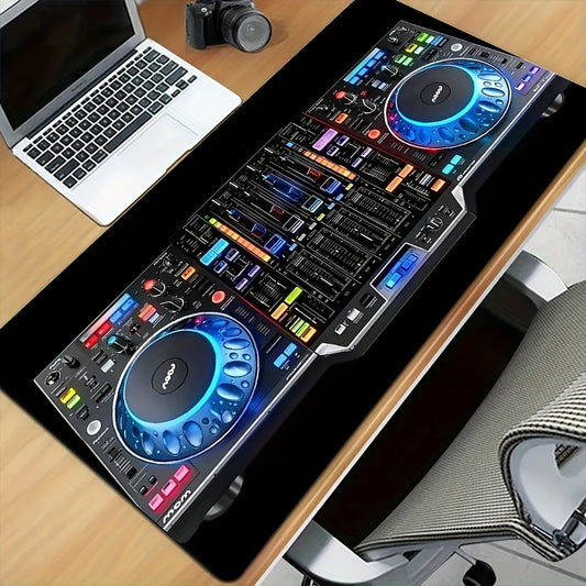 1pc Large Music Mixer Panel Mouse Pad, Non-Slip Rubber Base, 15.7 x 31.4 Inch, Colorful DJ Design with Lights and Sounds, Ideal for Office or Home Use, Musical Instrument Decor