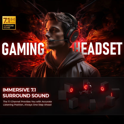 Wireless Gaming Headset with 7.1 Surround Sound, 2.4GHz USB Wireless Gaming Headphones, 100H Battery, Wireless 5.4, ENC Noise Canceling Mic, RGB Light, Wireless Headset for PC PS5 PS4 Mac Switch