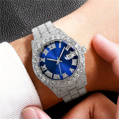 6pcs/ set Men Watch, Luxury Men Watches, Alloy Watch Strap Watch for Men, Quartz Watch, Calendar Adjustable, Work and Daily Decorationfor Casual Attire, Hristmas Present Halloween GiftIdeal Choice for Gifts Wrist Watch, Reloj
