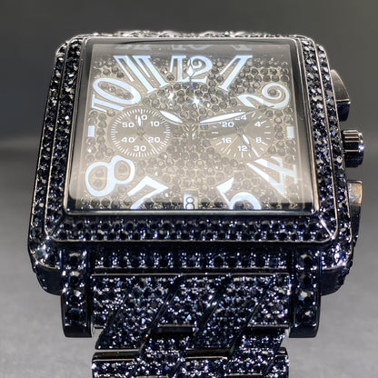 MISSFOX Men'S Luxury Hip-Hop Watch - Golden-Tone Quartz Movement with Date/Calendar, Square Dial & Roman Numeral Display, Sparkling Rhinestone Bezel, Battery-powered Formal/casual Wristwatch For Everyday & Special Events - Id