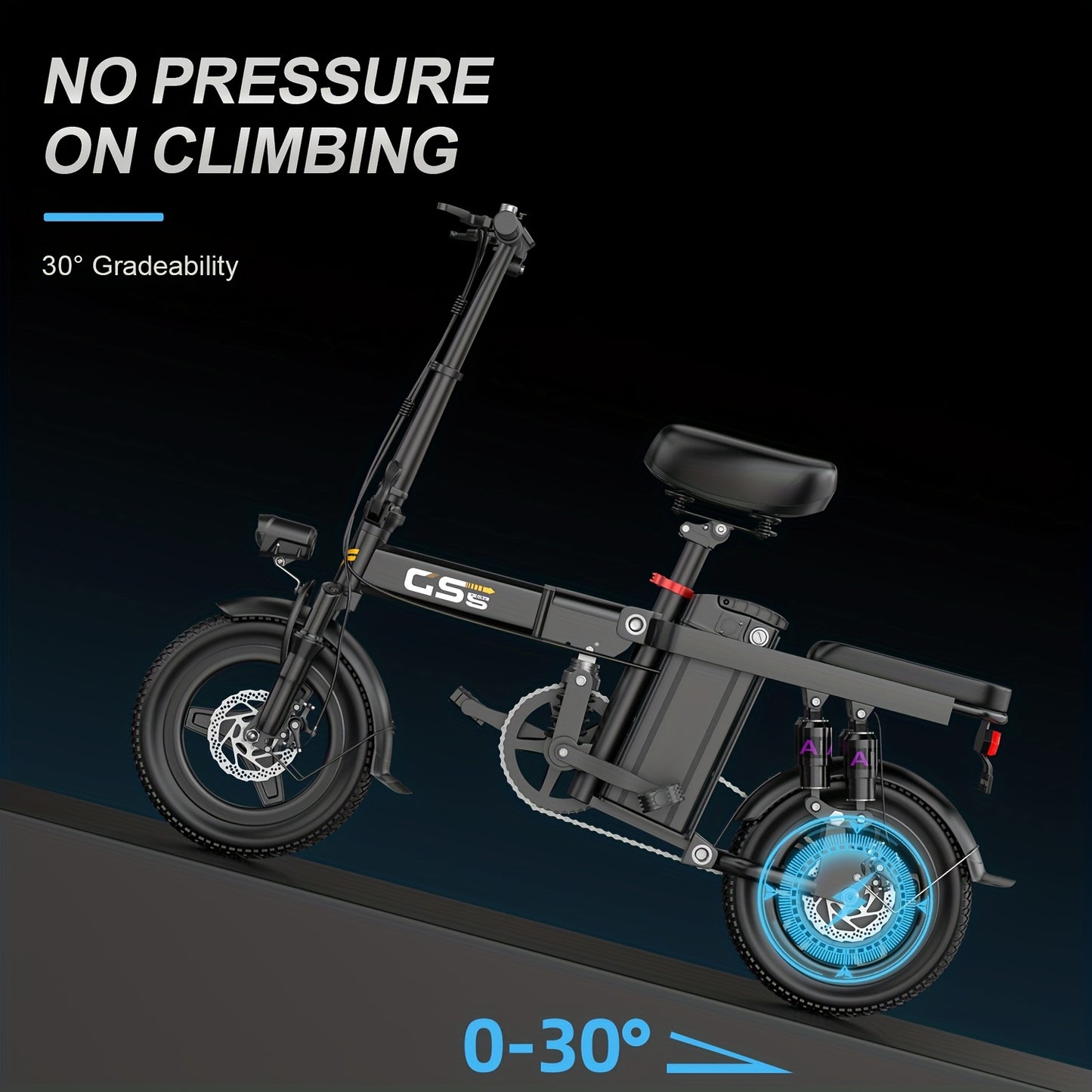 UPlee Peak Power 740W Electric Bike For Adults, 20MPH Full Shock Absorption Comfortable Riding, 48V6/8/10/15/17.5Ah, Max 32Miles Folding Ebike, 14'' Tubeless Off-road Tire, City Commuter