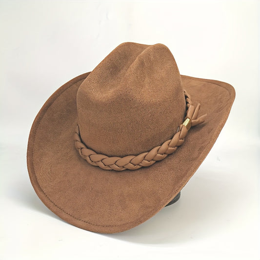 Handcrafted 3-Strand Braided Rope Cowboy Hat - Wide Brim Lightweight Western, Brown All-Season Outdoor Hat for Hiking, Horseback Riding, Durable Rope - Unisex for men & Women (Style 3-Strand)