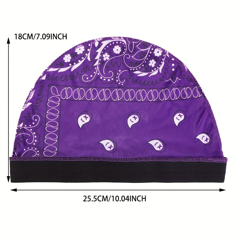 3pcs Paisley Elastic Round Hat Set, Faux Pirate Cap, Hair Loss Wig Headband for Hip-Hop Singers.Warm,Winter hat,Suitable for cold weather