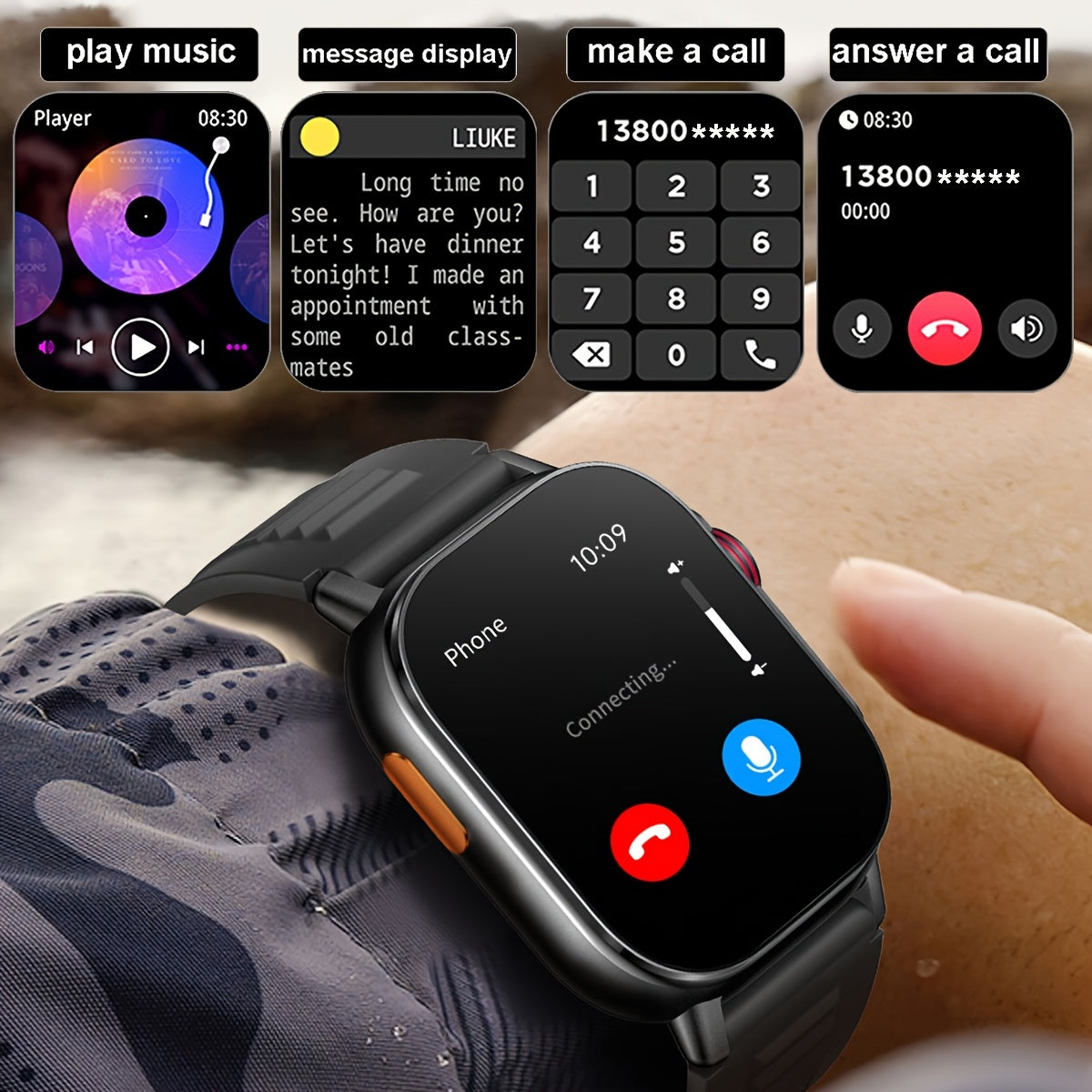 COIUSOR New 2, 01-inch GPS Smartwatch, GPS Location, Wireless Calling and SMS Alerts, Compass, Altitude, Pressure, IP68, 100 Sports Modes Fitness Tracking Smartwatch, Suitable for IOS and Android Phones, Suitable for Men and