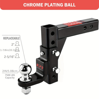 OPENROAD Adjustable Trailer Hitch Ball Mount Fits 2-Inch Receiver, 2" Tow Balls 7500lbs, 9-1/2" Drop/ 8-1/4" Rise Drop Hitch, Tow Hitch for Heavy Duty Truck with Pins And Lock