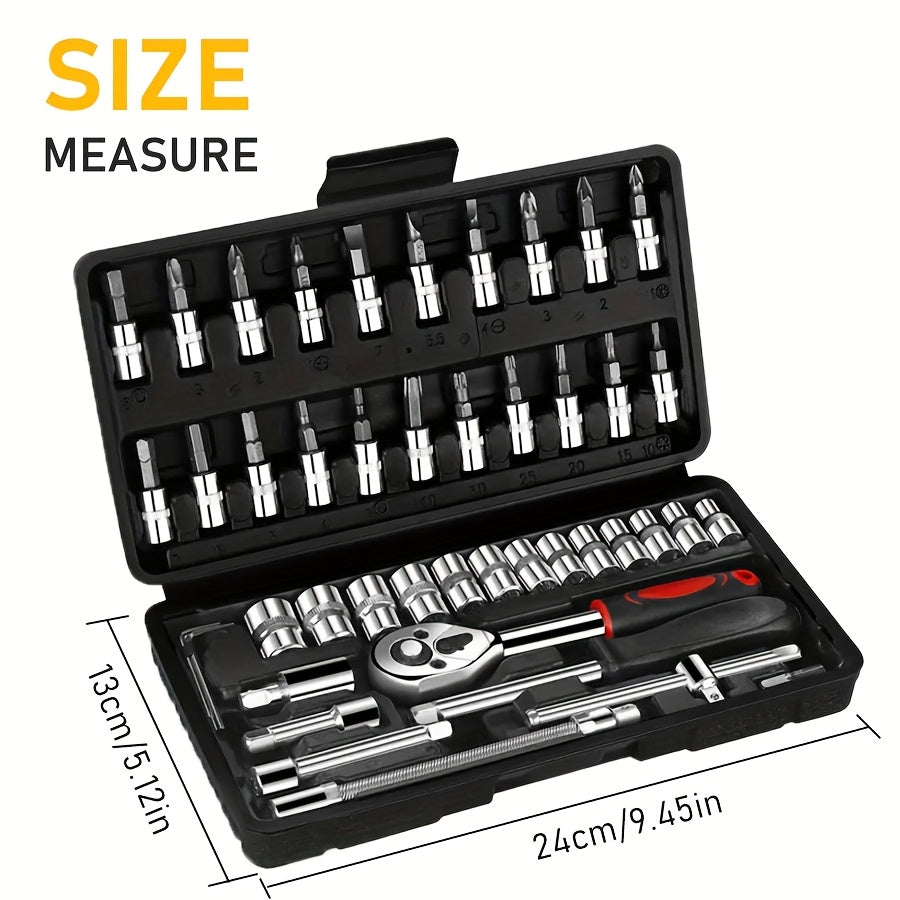 43/50pcs, 3/8-inch Drive Impact Socket Set, 6-point Standard Metric (8-22mm) & SAE (5/16-3/4 Inches), CR-V Steel Sockets With Adapter And Ratchet Handle, Exquisite Gift