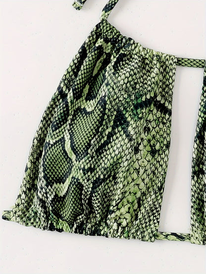 Women'S Swimsuit Featuring a Hollow Design with a Sexy Halter Neck, Inspired by New European And American Snake Patterns
