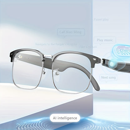 AI Smart Glasses with 160+ Language Real-Time Translation, Chat GPT System, Built-in Mic & Speaker, HD Voice Calls & Music Playback, Smart Glasses with Camera & Voice Assistant for Men & Women, USB-Powered, Compatible with Sm
