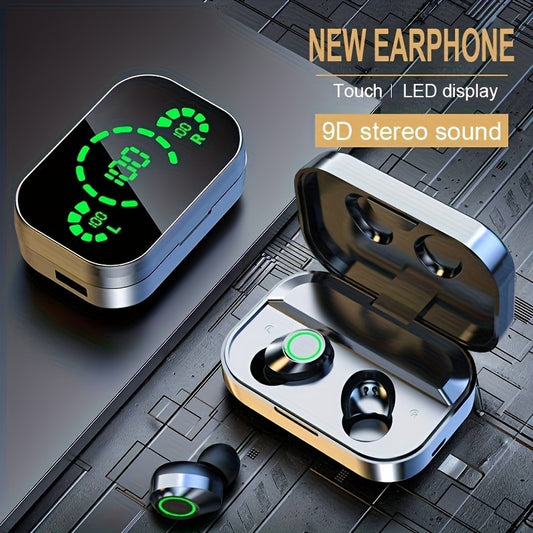 1pc Black Wireless Wireless Earbuds - BT Headphones, Stereo Deep Bass, HD Call Quality, LED Battery Display Charging Case and Smart Noise Cancellation, Touch Control, Anti-Tangle Design, 48 Hours of Playback Time, Perfect for