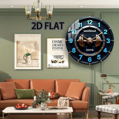 1 Piece Fitness Themed Wooden Silent Wall Clock - Silent Quartz Movement, Barbell Design (Fitness Area), Suitable for Gyms, Offices - Battery Operated (AA Batteries Not Included) - Ideal for Fitness Enthusiasts and Bodybuilde