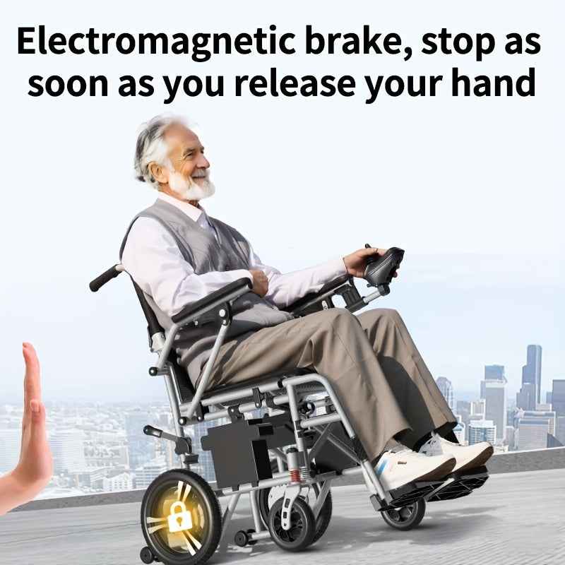 Load Capacity 350 Pounds, Frame 16.8kg, 15-17 Miles Long Battery Life Upgrade Smart Electric Wheelchair, Adult Electric Wheelchair Scooter, Light Step Folding, Put Into The Trunk, Removable Lithium Battery, Suitable For Trave