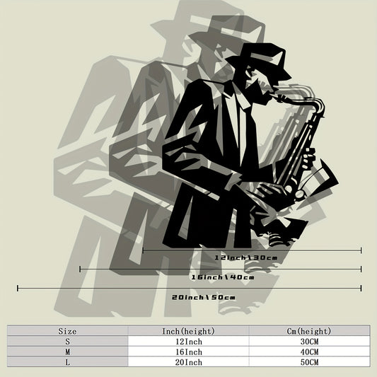 1pc Vintage Saxophone Player Metal Wall Art - Jazz Musician Silhouette Statue, Silent Iron Wall Clock for Bar & for Man Cave, Ideal Gift for Music Lovers, Indoor Decor, Perfect for Christma
