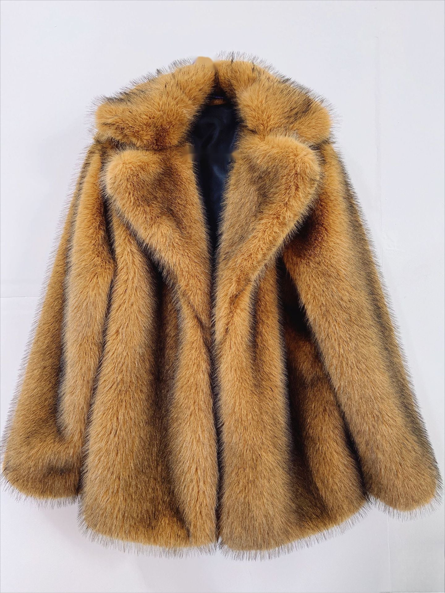 Women'S Elegant Luxurious Mid-Length Faux Fur Coat - Soft Warm Imitation Rabbit & Fox Fur Jacket, Solid Color Winter Outerwear with Full-Length Lining, Cozy Fall/Winter Coat for Casual & Formal Outfits, Versatile Everyday to