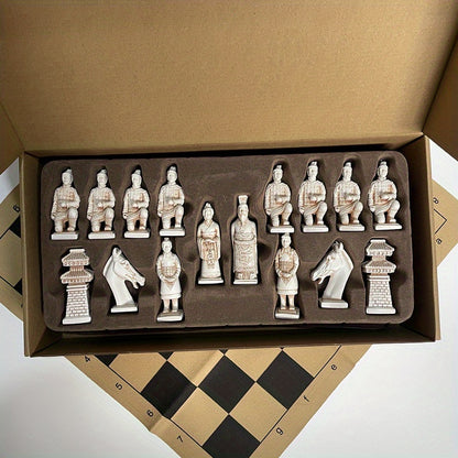 Super large chess deliberately made old character shape Cotta Warriors weighted chess board 43cm/16.93inch creative entertainment games Christmas various holiday gifts