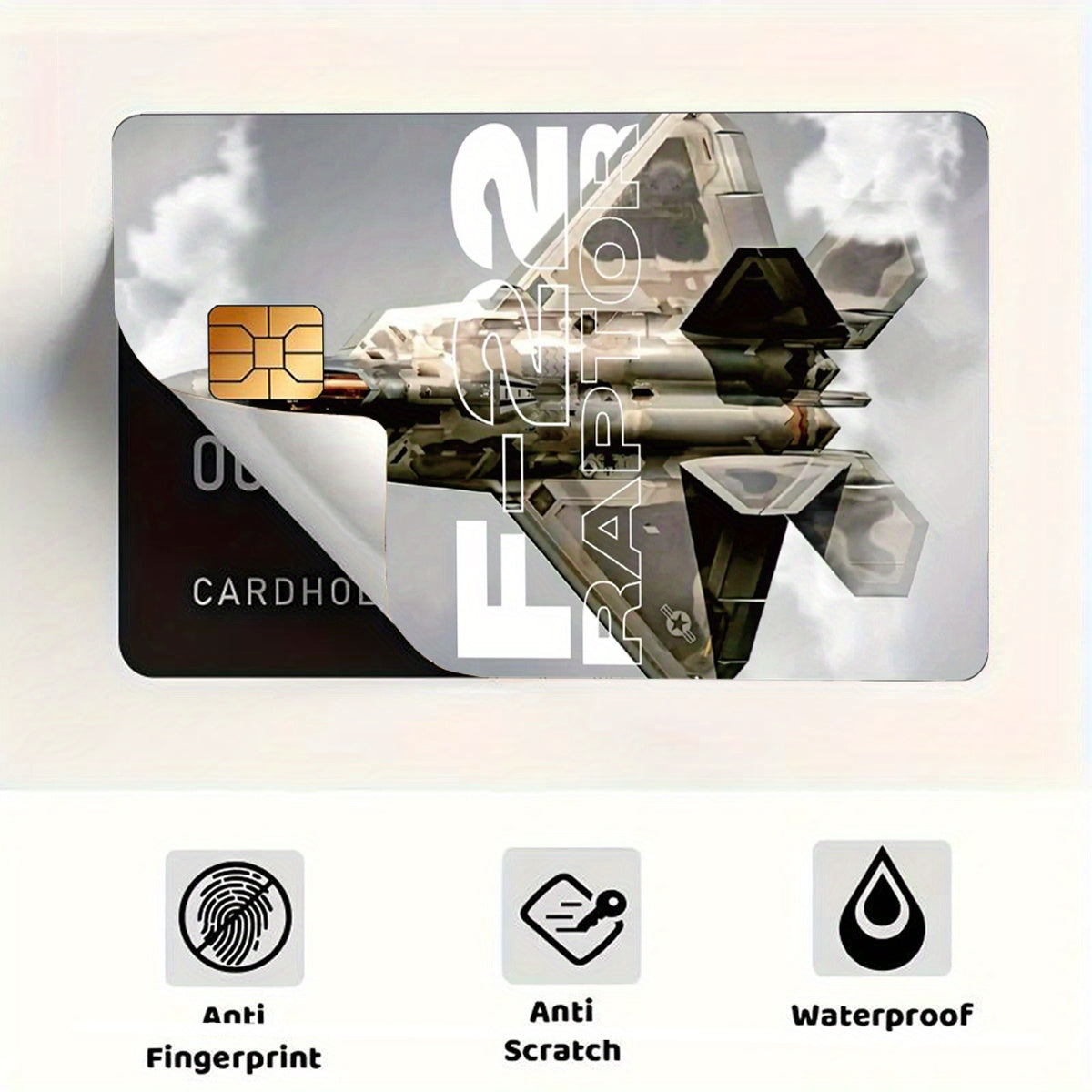 Fighter Jet Pattern Stickers, A Powerful Tool of Technology, Includes 4 Unique Designs, Durable Privacy Stickers Made with PVC Material, Suitable for Credit Cards, Transportation Cards, Debit Cards, Keys, and More Uses, Prote