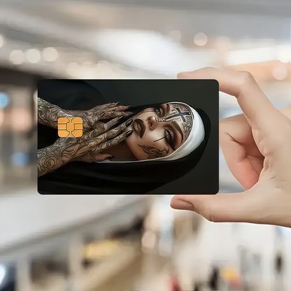 Elegant Nun-Themed Ultra-Thin Non-Residue PVC Sticker - Scratch-Resistant & Anti-Slip, High-Quality Vinyl Decal for Credit Cards, Bank Cards, Debit Cards, Passports, Key Cards