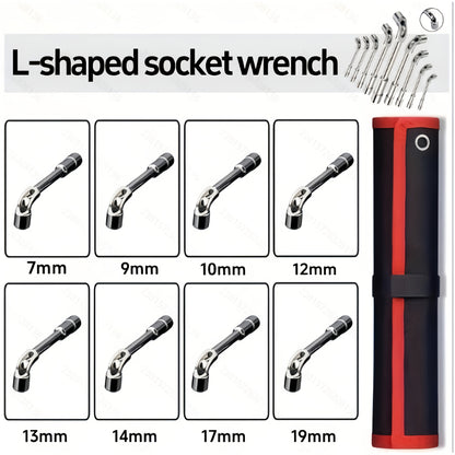 8pcs L-Shaped Socket Wrench Set, Metric 6-19mm L-Shaped Hex Key Set, L-Shaped Double-Ended Socket Wrench, Suitable for Automotive Maintenance, Construction, Furniture Care and Maintenance, Daily Maintenance