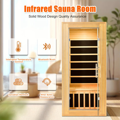 1-3 Person Infrared Home Sauna with Smart Controller, Fast 10 Min Warm Up, Features Heating Panels, Ventilation Ports, Cup Holder, Bookshelf & Towel Holder, Reading Light, Perfect for Home Spa Or Gym