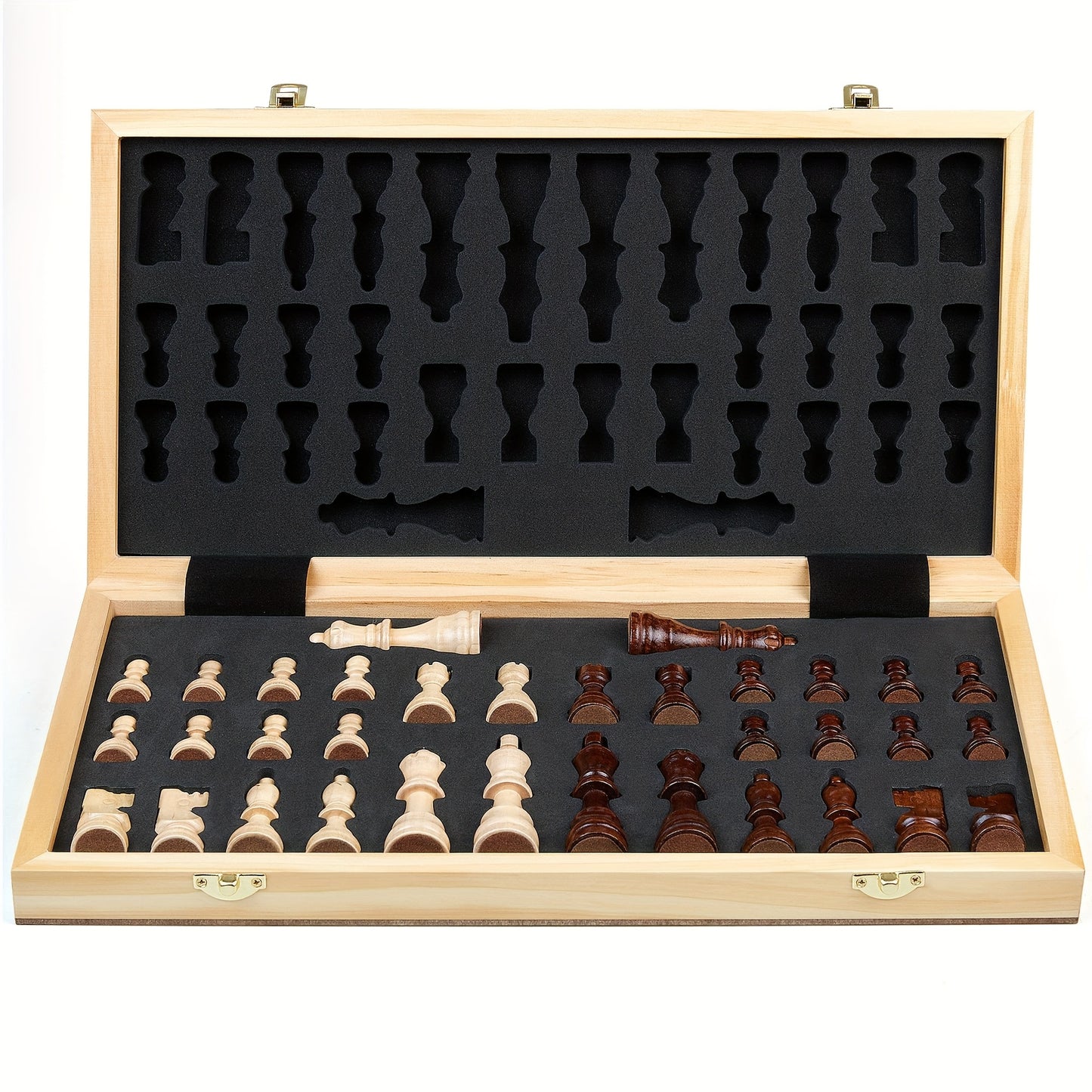 15 Inches Magnetic Chess Set for Adult, Wooden Folding Chess Board Game ForTournament with HandmadePieces Including 2 Extra Queen Professional Beginner Ideal Birthday&Christmas Gift for Friends Family