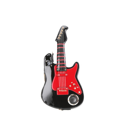 Electric Guitar Shaped Fashionable PU Crossbody Bag for Women, Solid Color, Detachable Shoulder Strap, USB Speaker, Zipper Closure, Polyester Lining, Edge Paint, Hip Hop Style, Detachable Strap, Electric Guitar Bag