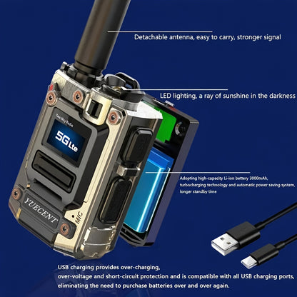 YUECENT Global Walkie-Talkie - supports mobile phone intercom, one-click group calling on mobile phone, fast and convenient, 4G PTT PoC, unlimited range, nationwide long-distance two-way radio, suitable for hunting, outdoor c