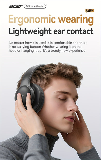 [Hi-Fi Acer Headphones] Acer OHR559 Over-Ear Headphones | Hi-Fi Heavy Bass, 60h Ultra-Long Battery Life, Wireless & Wired Dual Mode, Low-Latency Gaming, Extra-Large Diaphragm, Comfortable Fit