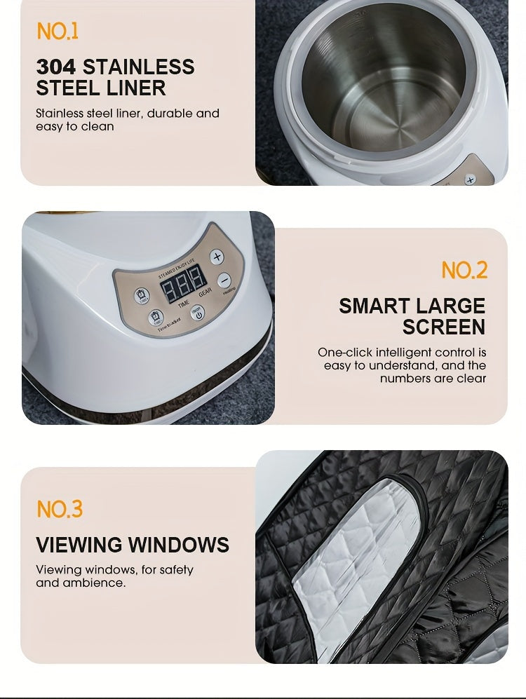 Home Portable Full Body Sweat Box Sauna Room Pentagonal Sauna Tent Gym With 1500W 3L Steam Pot Remote Control Chair