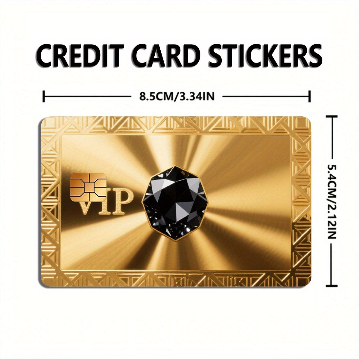Golden Texture Synthetic Gemstone VIP Sticker Set, 2pcs Durable Privacy Stickers Made of PVC Material, Suitable for Credit Cards, Transit Cards, Debit Cards, etc., Protects Bank Cards from Scratches, Removable Self-Adhesive D