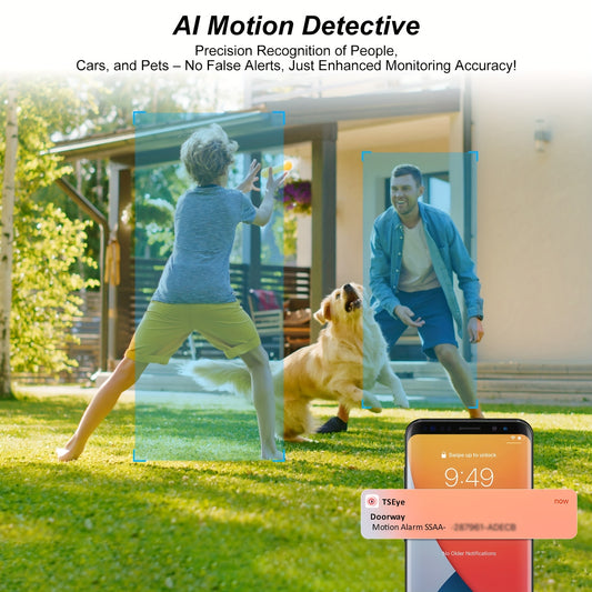 Camoon 5MP Solar Security Cameras Wireless Outdoor, 2.4/5Ghz WiFi Surveillance Outdoor Camera For Home Security With Embedded Solar Panel, Color Night Vision, 2-Way Talk, Optional Subscription For AI Recognition Of People/car