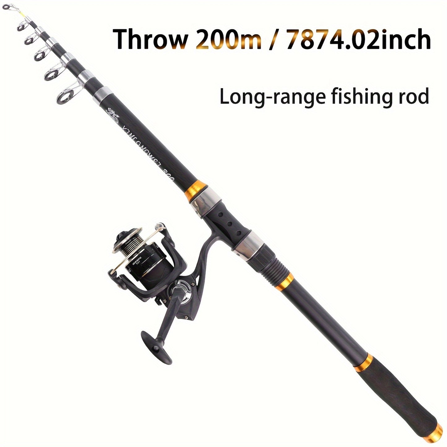 Telescopic Portable Sea Fishing Rod Set with 4000 Reel - 82.68inch/94.49inch/106.3inch/118.11inch/141.73inch, Carbon Fiber, Medium Light Power, Ambidextrous, Medium Fast Action, Uncharged, for Offshore Fishing, Outdoor Fishin