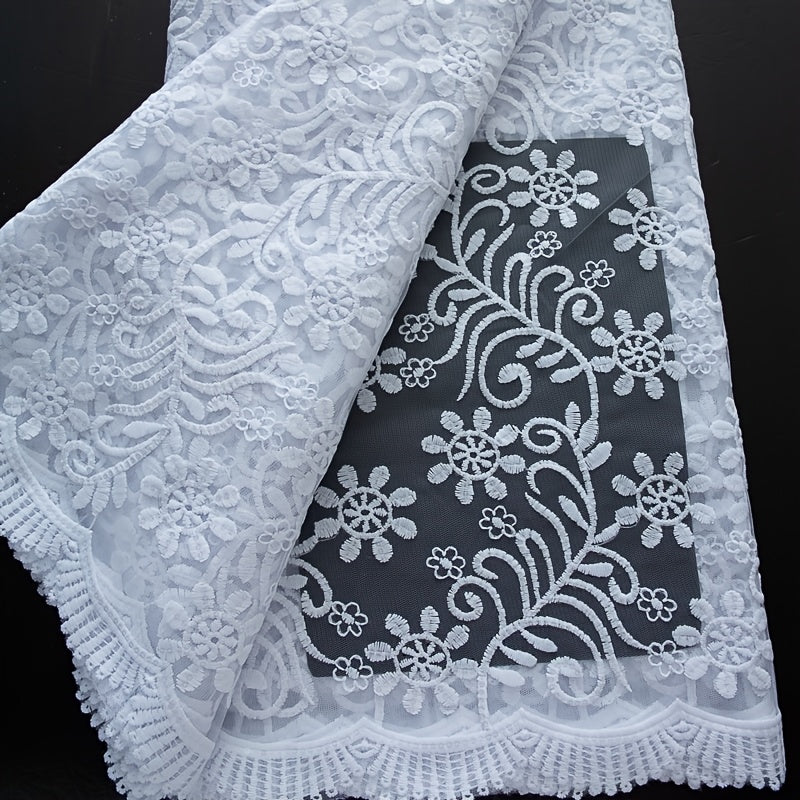 1pc 5yards White African Lace Fabric 2026 New Design French Mesh Embroidered Lace Fabric for Wedding Dresses 4484
