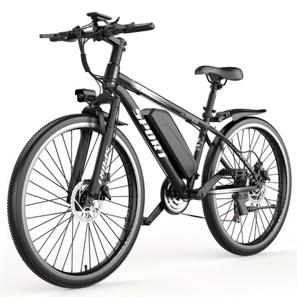 700W Adult Electric Mountain Bike 26" Heavy-Duty Tire All-Terrain, 25 MPH High Speed & 45-Mile Range, 7-Speed Compatible Gears, Front Suspension Fork, Disc Brakes, LCD Display, 48V 10AH Removable Battery, Global Voltage 100-2