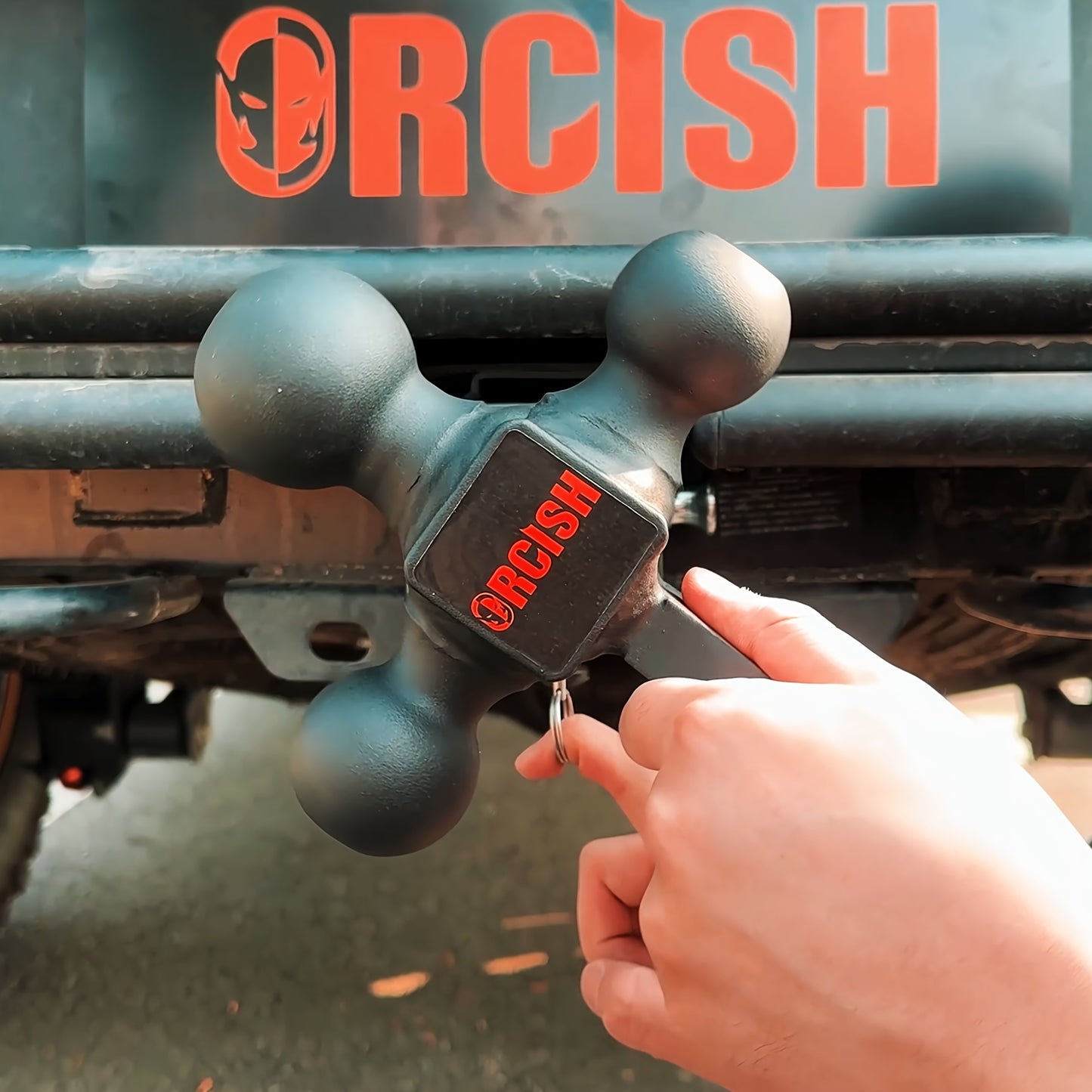 Trailer Hitch Tri-Ball Mount With Hook Contain Secure Self-Lock Latch, Hitch Ball Size 1-7/8", 2" And 2-5/16", Fit 2 Inch Hitch Receiver, Tow Hitch With Double Anti-Theft Pins Locks