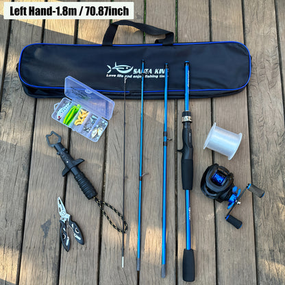 Carbon Fiber Fishing Rod Set with Casting Reel, 500m Nylon Line, Multi-Function Pliers & Bait - Lightweight & Durable for Freshwater & Saltwater Angling, Ideal for Outdoor Fishing, Fishing Gear|Modern Fishing Gear|Durable Fis