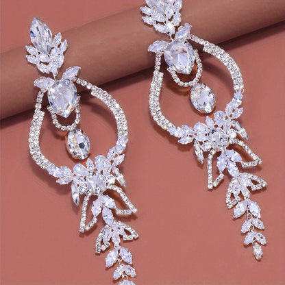 2pcs Elegant Wedding Earrings for Women - Bridal Rhinestone Pendant Dangle Earrings, Retro Bohemian Geometric Suitable for Wedding, Prom, Party, Daily Wear - Year-Round Timeless Bridal Accessories