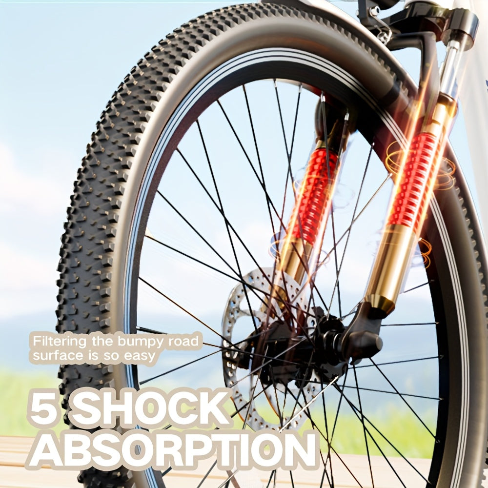 350-500w Powerful Motor, 20-26MPH Commut Erelectric Bike, LCD Display, 7 Speed Shift Adult Electric Bicycle, 36V 10.4A Lithium Battery, 24-inch Wheels, Aluminum Alloy Body, Front Fork Shock Absorber, Headlights, Night Driving