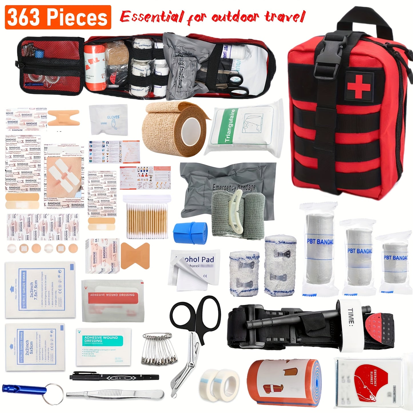 Emergency Preparedness Kit - Ultralight Portable First Aid & Medical Organizer with Essential Supplies for Hiking, Car Survival, Family Emergencies - Compact for outdoor, Travel & Crisis Readiness (No Magnesium/Firestarter)
