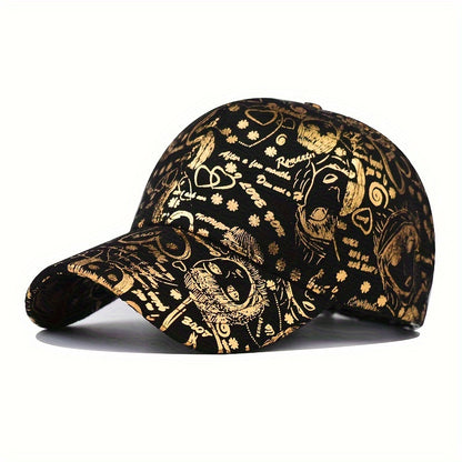 Sports Hats Breathable Sun Cap - New Graffiti Baseball Caps Golden Stamping - Outdoor Hip-hop Joker Cap - Street Cool Baseball Hats for men and women - Couple Caps Duckbill Cap