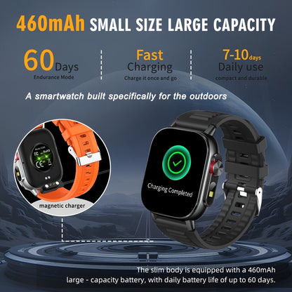 New 2.01-Inch Large Screen GPS Smartwatch with Precise Tracking, Route Display, Wireless Calls, Message Alerts, LED Flashlight, High-Quality Design, 100+ Sports Modes, Compass, Barometer, 460mAh Battery, IP68 Waterproof – E