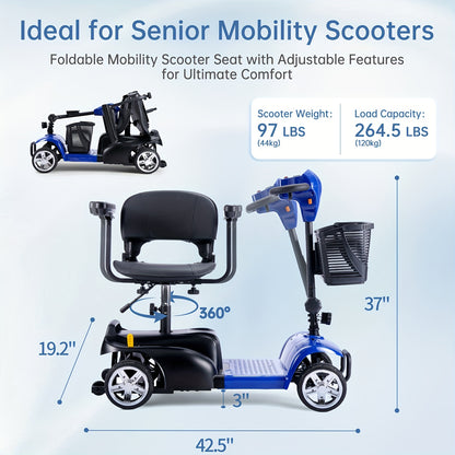 250W Mobility Scooter for Seniors Disabled, 12.6ah Battery 15-Mile Range, One-Click Fold, Detachable Basket, LED Headlights, UL2272 Certified with Tool Kit.,  Disability Assistance Device, Lightweight Scooter, Compact Design,