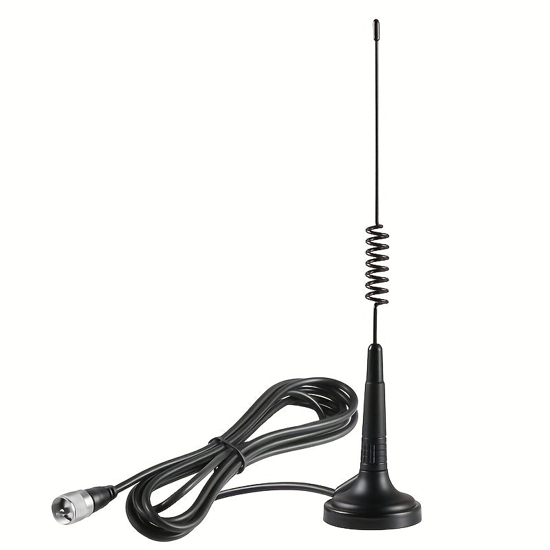 13-Inch Long Range 27MHz CB Radio Antenna with PL-259 BNC Adaptor & Magnetic Mount - High-Gain 27MHz Frequency, Durable Black Design for Midland, Cobra, Uniden, Anytone Truck Radios - Portable Handheld Antenna for Enhanced Si