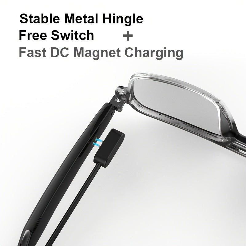 Smart Glasses with Built-in Speaker & Color-Changing Lenses. Features Open Ear Audio, Touch/ Voice Control, Anti-Blue Light, USB-C Charging. Lightweight & Durable Frame for Running, Fishing, Rock Climbing. Includes Case - The