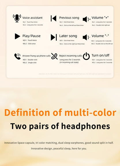 2 Pairs Of In Ear Wireless Wireless Earbuds, Invisible Mini Sleep Earbuds, Long Battery Life, Comfortable To Wear, High Fidelity Sound Quality, Intelligent Noise Reduction, Bass Loop, Touch Control, Digital Display Screen, Of
