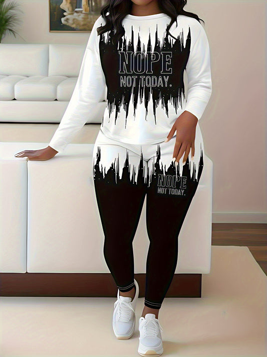 Smct41 Casual Set with Long Sleeves Featuring Personalized Color-Block Letter Design for Autumn And Winter